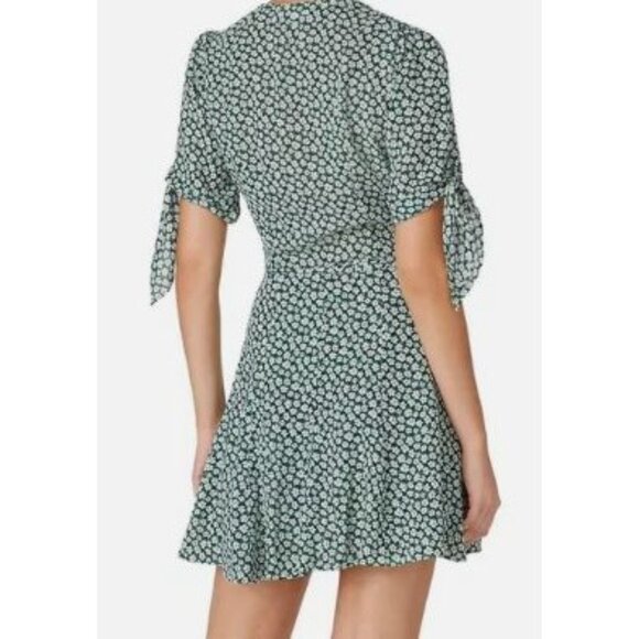 Reformation Green White Floral Wrap Dress Tie Sleeves Lightweight Women's Size S - Picture 2 of 15